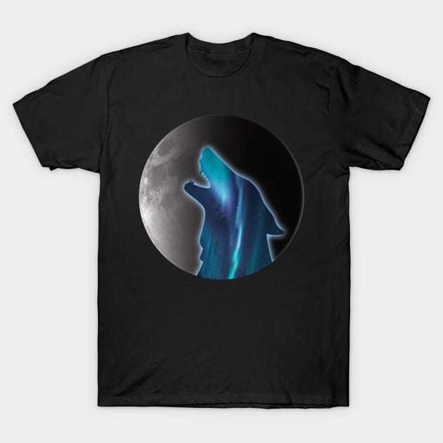 Aurora Borealis Wolf T-Shirt by ATG Designs